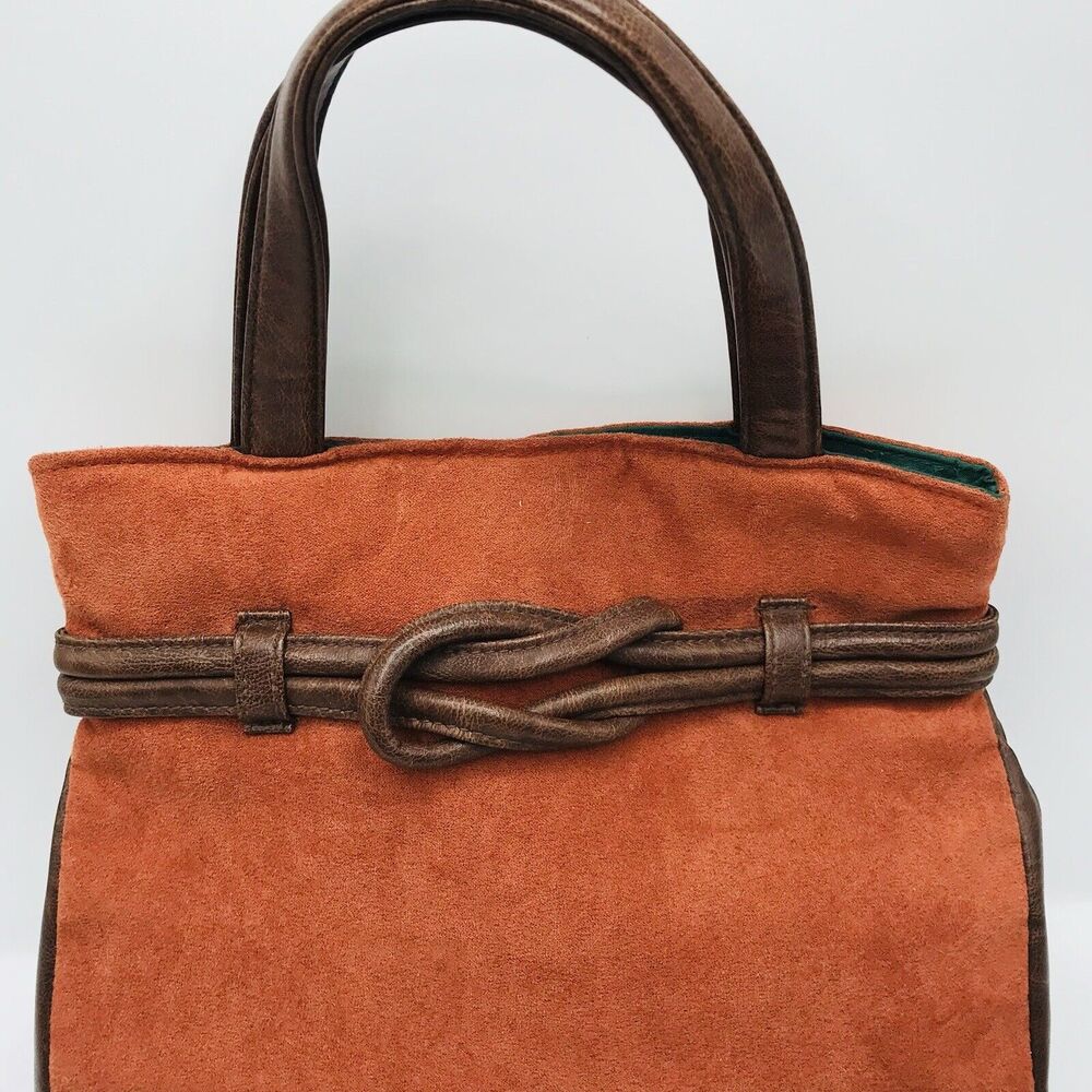 Victorias Secret Top Handle Purse Dark and Light Brown Faux Leather Hipster Boho